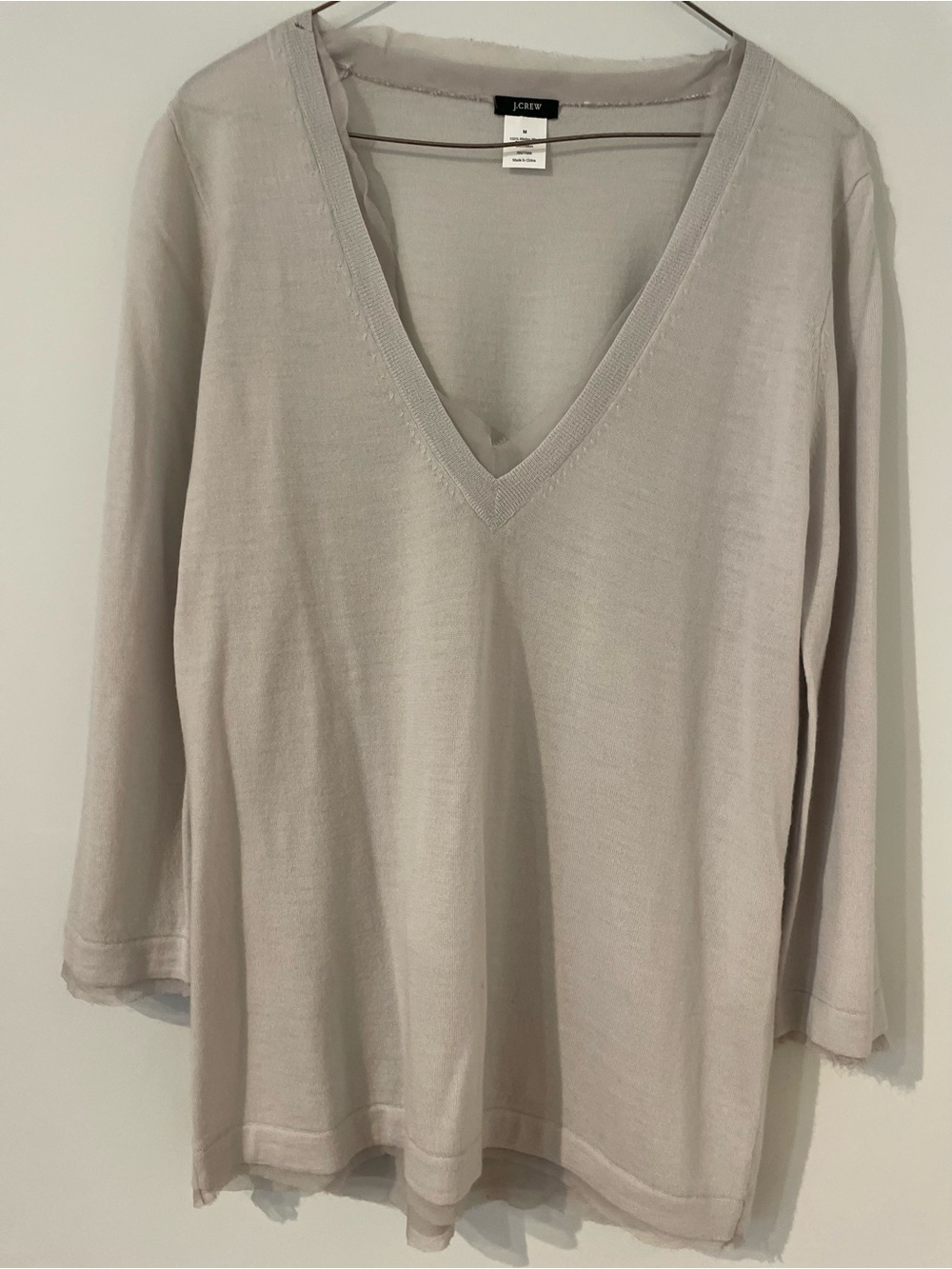 J. Crew Light grey V-Neck Long Sleeve Top